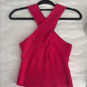 Forever 21 Fuchsia Ribbed Cross-Back Crop Top